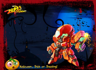 обоя видео игры, zero online, робот, жезл, искры, гора, башня