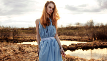 Картинка девушки ксана+станкевич рыжая платье болото кусты