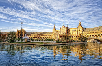 Картинка севилья испания города вода дворец