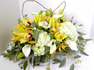 Картинка цветы букеты композиции букет гортензия орхидеи каллы