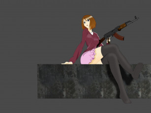 Картинка рисованные люди автомат девушка