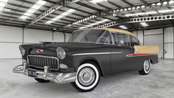 Картинка автомобили 3д 1955 bel chevrolet air custom