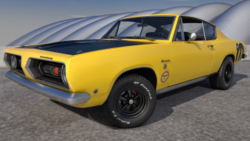 обоя автомобили, 3д, barracuda, plymouth, 1968