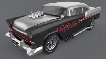 Картинка автомобили 3д custom 1955 air bel chevrolet