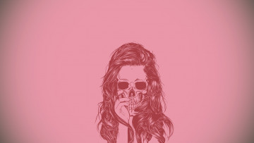 Картинка рисованные минимализм очки волосы рука череп