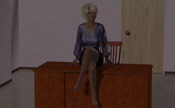 Картинка 3д графика people люди девушка взгляд стол