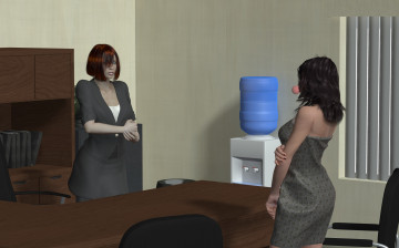 Картинка 3д графика people люди стол офис девушки