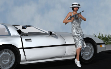 Картинка автомобили 3д девушка автомобиль автомат