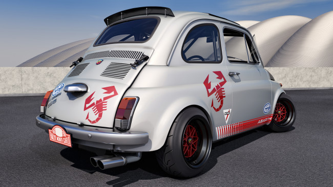 Обои картинки фото автомобили, 3д, abarth, 595, fiat, 1968