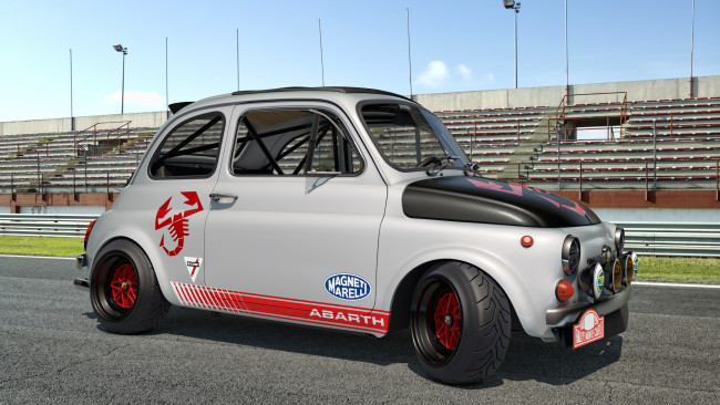Обои картинки фото автомобили, 3д, abarth, 595, iat, 1968
