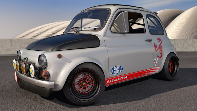 Обои картинки фото автомобили, 3д, fiat, 595, abarth, 1968