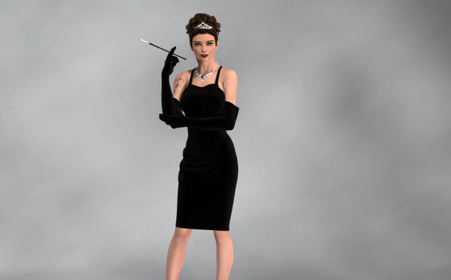 Обои картинки фото 3д, графика, people, люди, взгляд, сигарета, девушка