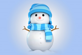 Картинка праздничные 3д+графика+ новый+год рождество фон шапка снеговик happy new year