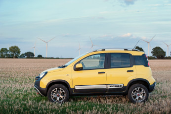 обоя автомобили, fiat, желтый, 2014г, 319, uk-spec, cross, panda