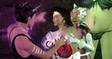 Картинка 3д+графика фантазия+ fantasy магия девушка супермен костаника