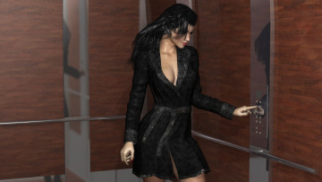 Картинка 3д+графика люди+ people лифт фон взгляд девушка