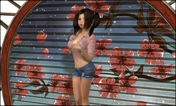 Картинка 3д+графика люди+ people взгляд девушка цветы