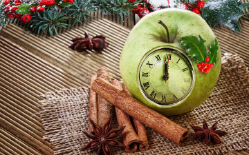 Картинка праздничные угощения merry christmas xmas decoration новый год рождество украшения яблоко корица