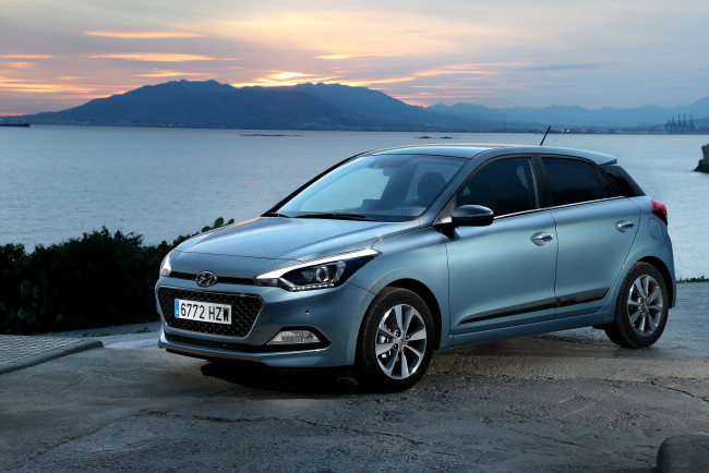 Обои картинки фото автомобили, hyundai, синий, 2014г, ib, i20