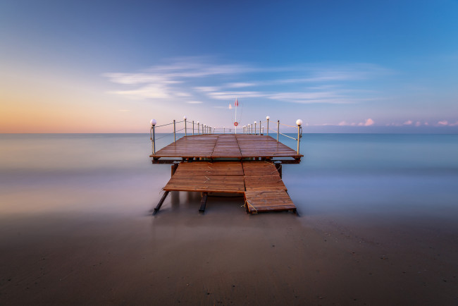 Обои картинки фото природа, побережье, мостик, горизонм, океан