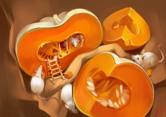 Картинка gaudibuendia рисованное животные +мыши +крысы тыква белые мыши рисунок