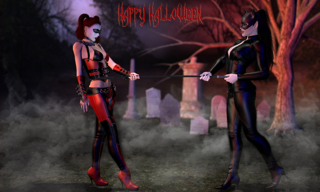 Обои картинки фото 3д графика, праздники , holidays, ведьмы, фон, девушки, взгляд