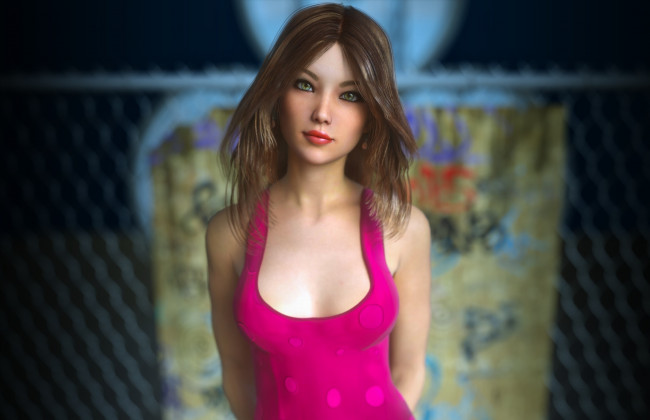 Обои картинки фото 3д графика, люди , people, взгляд, девушка, фон