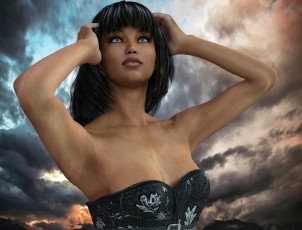 Картинка 3д+графика люди+ people фон девушка взгляд