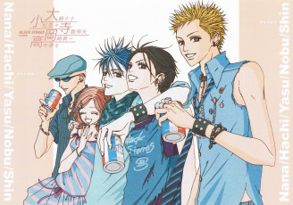 обоя аниме, nana, друзья, art, пирсинг, улыбки