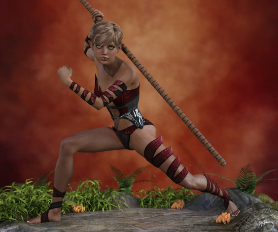 Обои картинки фото 3д графика, эльфы , elves, девушка, взгляд, фон