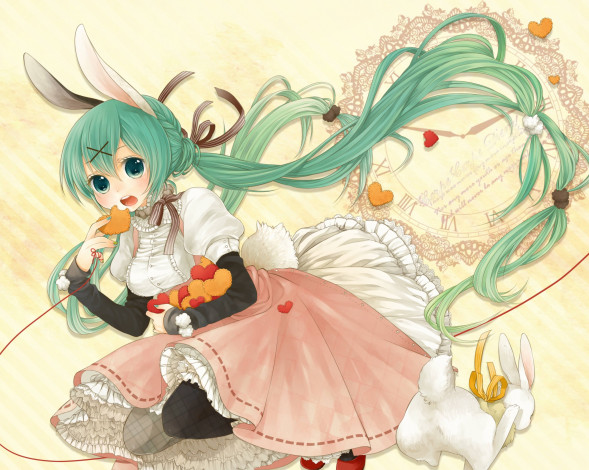 Обои картинки фото аниме, vocaloid, фон, девушка, взгляд