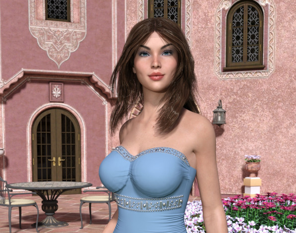 Обои картинки фото 3д графика, люди , people, девушка, взгляд, фон