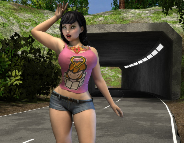 Обои картинки фото 3д графика, люди , people, фон, взгляд, девушка