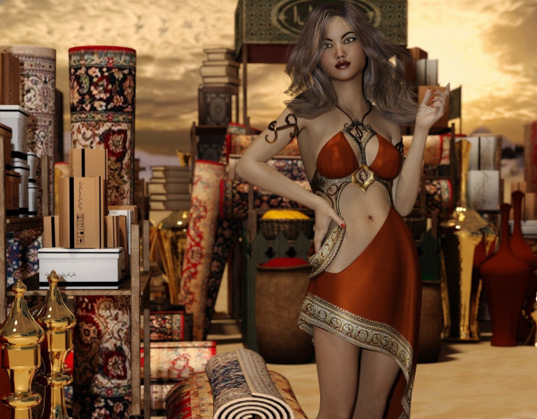 Обои картинки фото 3д графика, люди , people, девушка, взгляд, фон