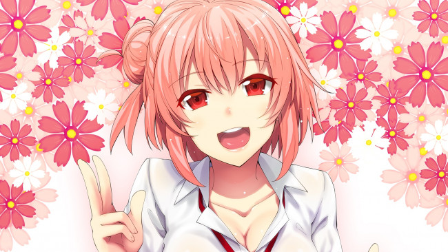 Обои картинки фото аниме, oregairu, девушка, взгляд, фон