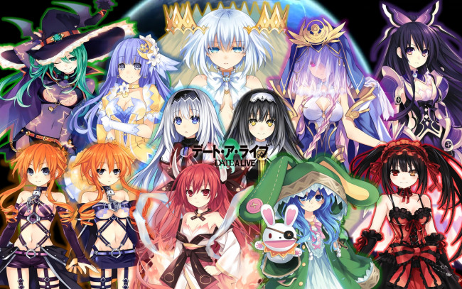 Обои картинки фото аниме, date a live, фон, взгляд, девушки