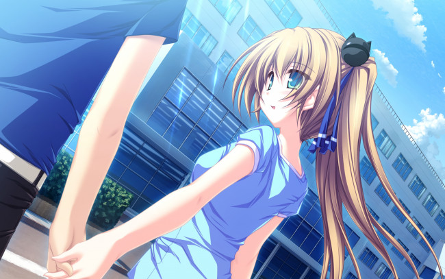 Обои картинки фото maikaze no melt, аниме, девушка, взгляд, фон