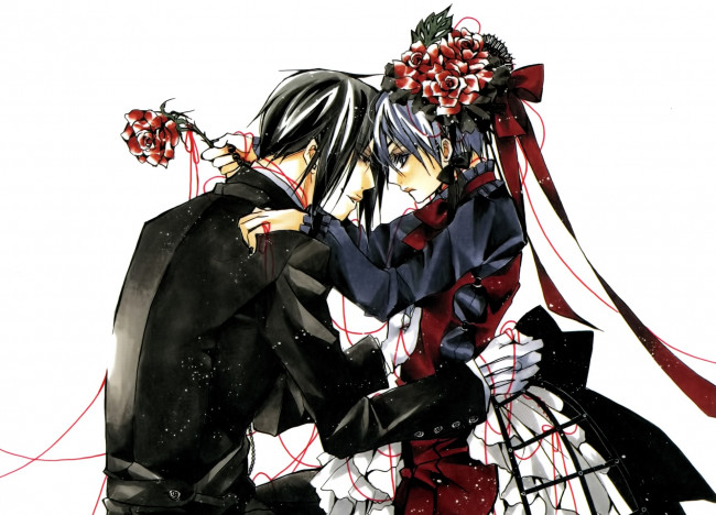 Обои картинки фото аниме, kuroshitsuji, сиэль, себастьян