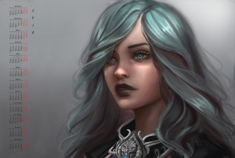 Картинка календари рисованные +векторная+графика 2018 девушка взгляд лицо