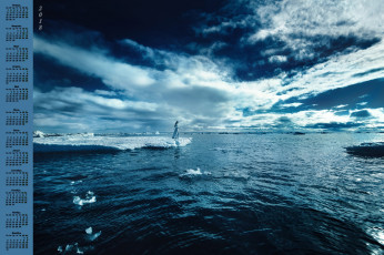 Картинка календари природа 2018 водоем девушка льдина