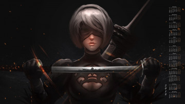 Картинка календари видеоигры 2018 девушка повязка оружие