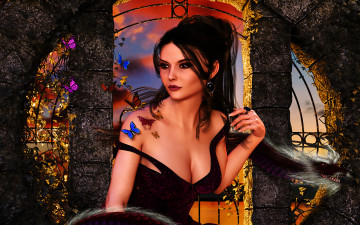 Картинка 3д+графика люди+ people взгляд девушка фон