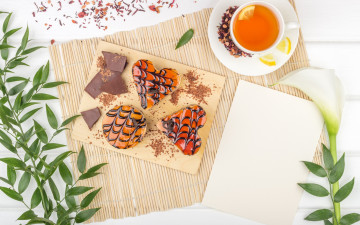 Картинка еда пирожные +кексы +печенье чай зелень сладости