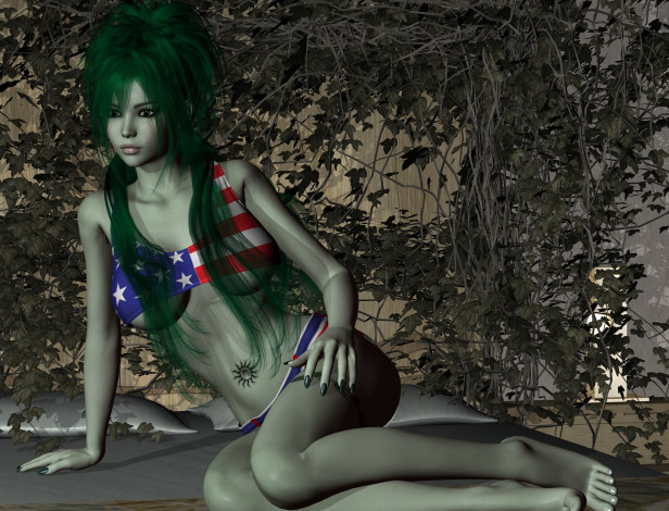 Обои картинки фото 3д графика, люди , people, взгляд, фон, девушка