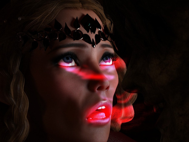 Обои картинки фото 3д графика, фантазия , fantasy, фон, девушка, взгляд