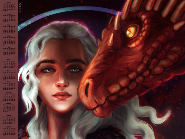 Обои картинки фото календари, фэнтези, 2018, дракон, лицо, взгляд