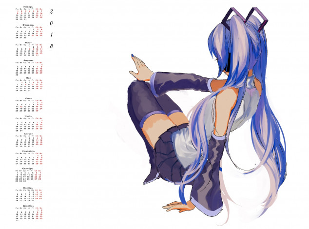 Обои картинки фото календари, аниме, 2018, девушка, спина