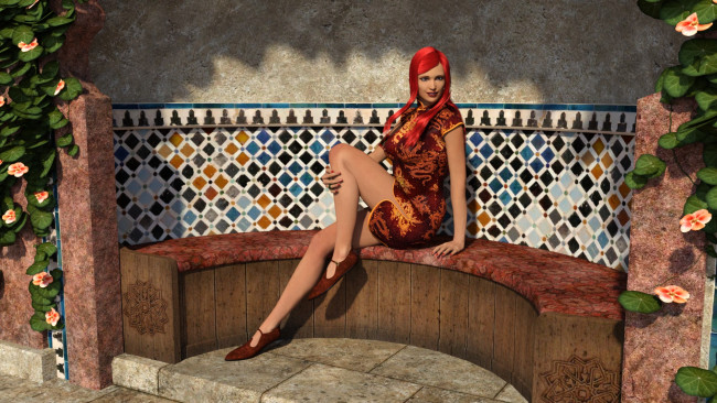 Обои картинки фото 3д графика, люди , people, девушка, взгляд, фон