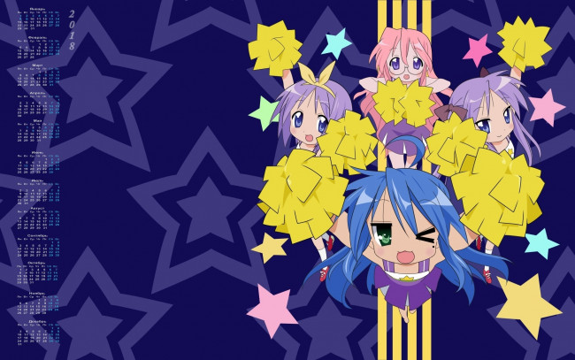 Обои картинки фото календари, аниме, 2018, девочка, звезда, лицо