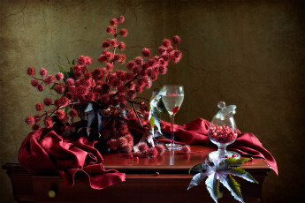 Картинка еда натюрморт бокал букет клюква